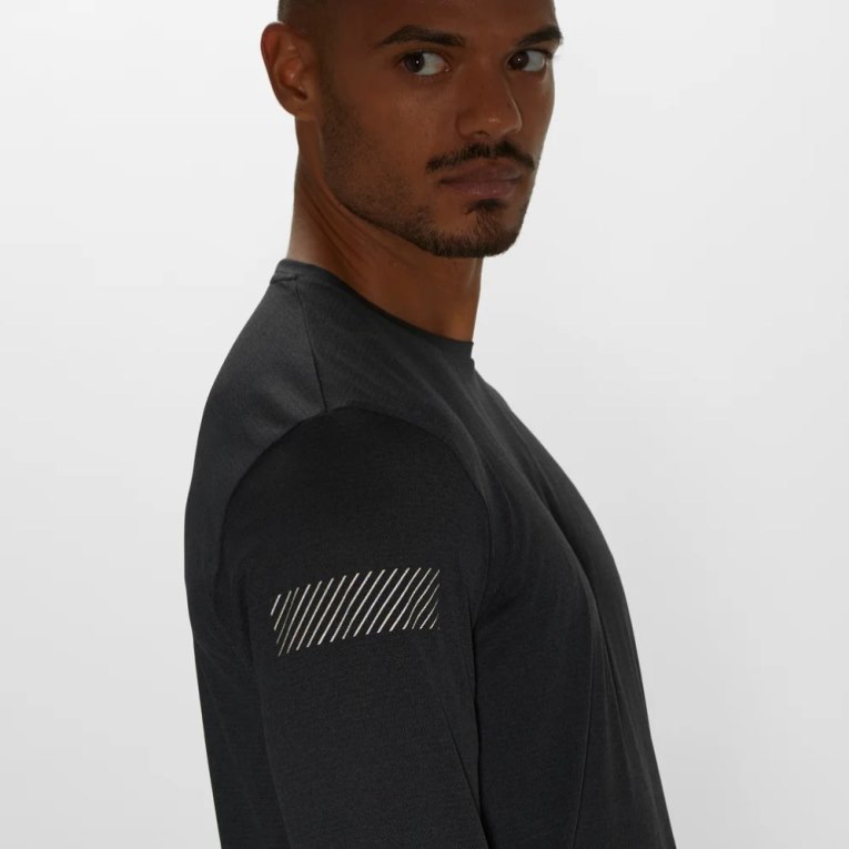 Salomon Agile Long Sleeve Men's T-Shirts Black | CA 73X45
